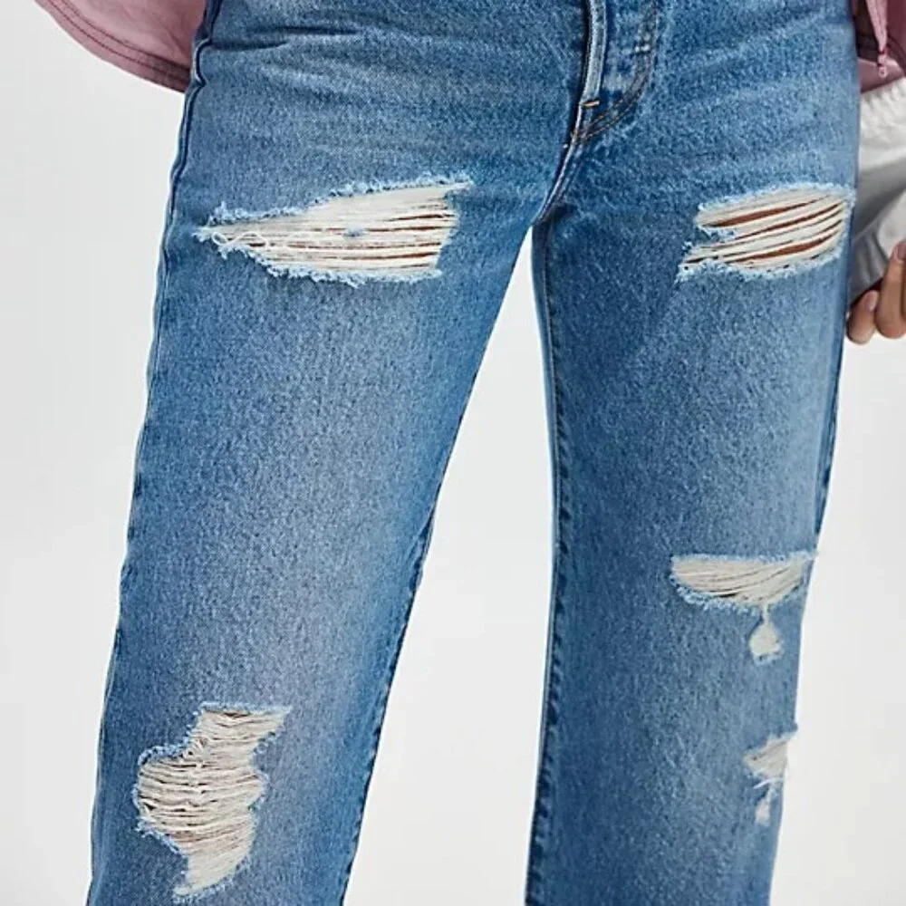 Levi's Ribcage Straight Ankle Jeans Color Live For The Music Regular Fit - Picture 6 of 6